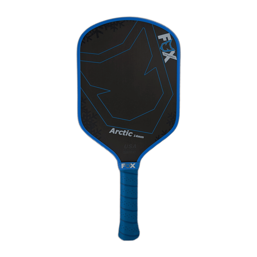 Fox-Blue-Arctic-Pickleball-Paddle-Side Fox Club Original Pickleball Paddle with thermoformed carbon design for club events 2